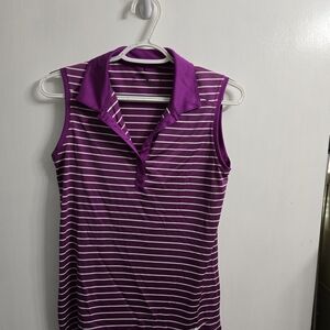 Nike Dri-fit Purple Striped Golf Tank Top